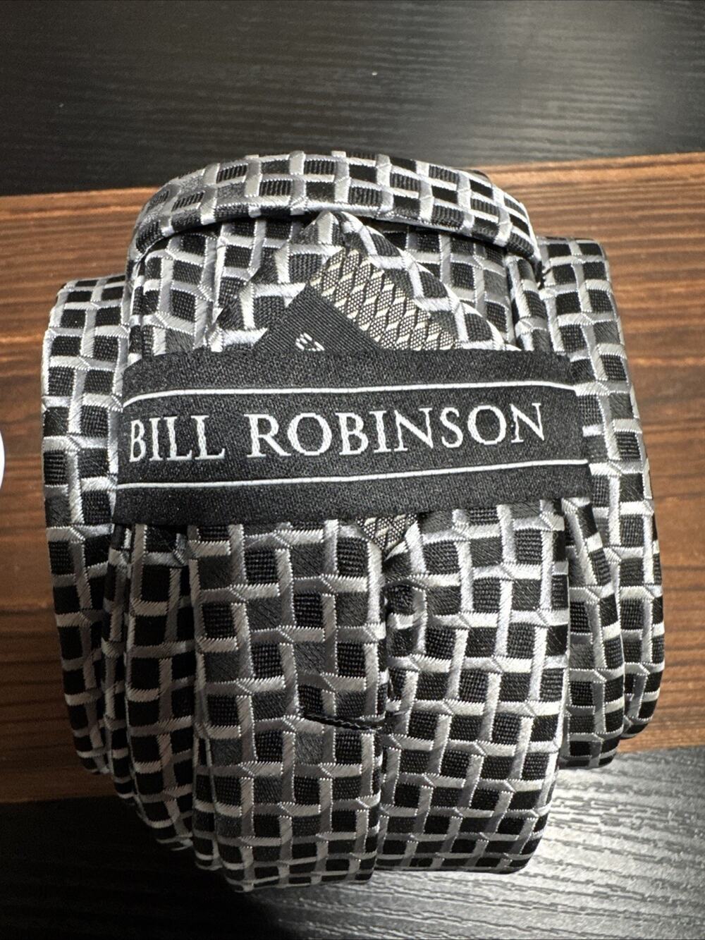 Bill Robinson Slim Tie Black Silver Pattern!